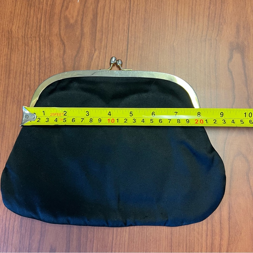 1960s Koret Black Patent Not-A-Leather Double Compartment Satin Purse Dressy Bag - Picture 14 of 14
